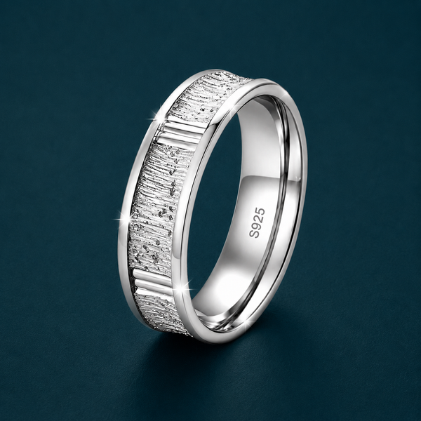 Textured Line Pattern 925 Sterling Silver Ring
