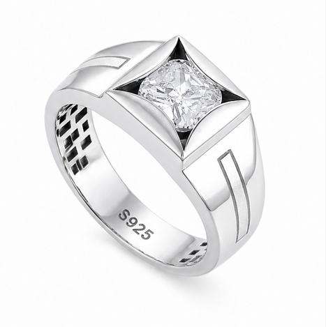 Modern Cushion-Cut Solitaire Ring β 925 Sterling Silver