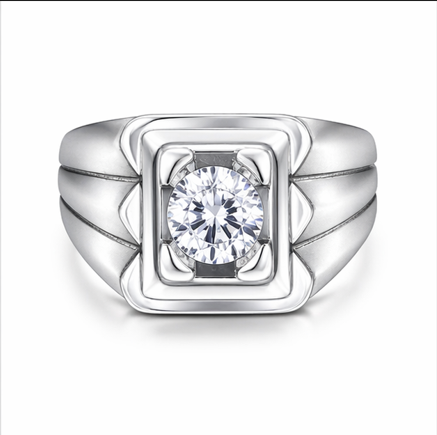 Premium S925 Silver Round Cut Solitaire Ring with Layered Designer Frame Band