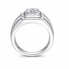 Premium S925 Silver Round Cut Solitaire Ring with Layered Designer Frame Band