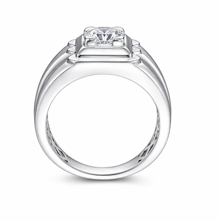 Premium S925 Silver Round Cut Solitaire Ring with Layered Designer Frame Band