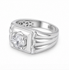 Premium S925 Silver Round Cut Solitaire Ring with Layered Designer Frame Band