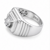 Premium S925 Sterling Silver Solitaire Square Signet Ring with Diamond Accent
