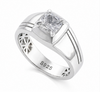 Elegant Princess Cut Solitaire Ring in 925 Sterling Silver with Platinum Finish