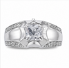 Premium 925 Sterling Silver Square Solitaire Ring with Designer Engraved Band