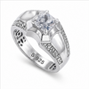 Premium 925 Sterling Silver Square Solitaire Ring with Designer Engraved Band