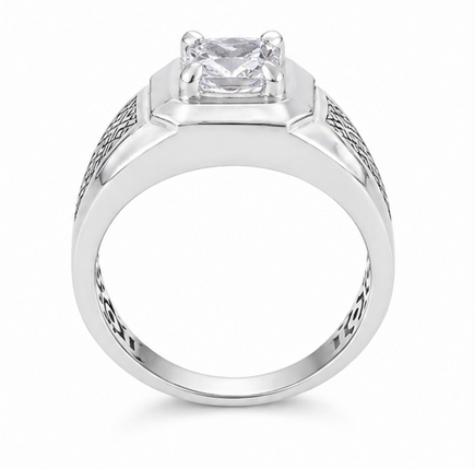 925 Sterling Silver Square Solitaire Ring for Men
