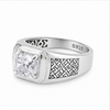925 Sterling Silver Square Solitaire Ring for Men