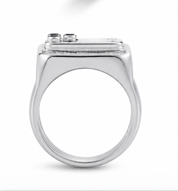 Premium S925 Silver Apple Design Statement Ring with Diamond Studded Finish