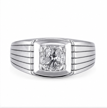 925 Sterling Silver Square Frame Solitaire Ring for Men