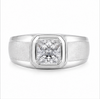 Classic S925 Silver Princess Cut Solitaire Ring with Matte Finish Bold Ring