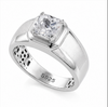 Classic S925 Silver Princess Cut Solitaire Ring with Matte Finish Bold Ring