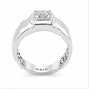 Classic S925 Silver Princess Cut Solitaire Ring with Matte Finish Bold Ring