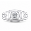 Premium S925 Sterling Silver Cushion Cut Solitaire Signet Ring for Men