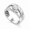 Premium Cushion Cut Solitaire Ring in 925 Sterling Silver with Platinum Finish