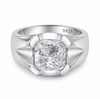 Elegant 925 Sterling Silver Square Solitaire Ring with Sleek Modern Finish