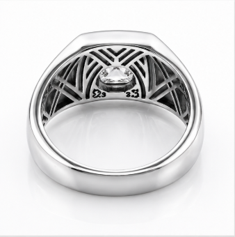 925 Sterling Silver Men’s Square Solitaire Ring