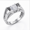 S925 Sterling Silver Princess Cut Solitaire Ring for Men