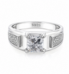 Men’s Cushion Cut Solitaire Ring in 925 Sterling Silver