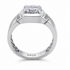 Luxury S925 Silver Cushion Cut Solitaire Ring with Micro Diamond Accents