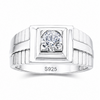 Premium S925 Silver Geometric Solitaire Ring for Men
