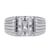Elegant Geometric Solitaire Ring β 925 Sterling Silver with Emerald-Cut Crystal