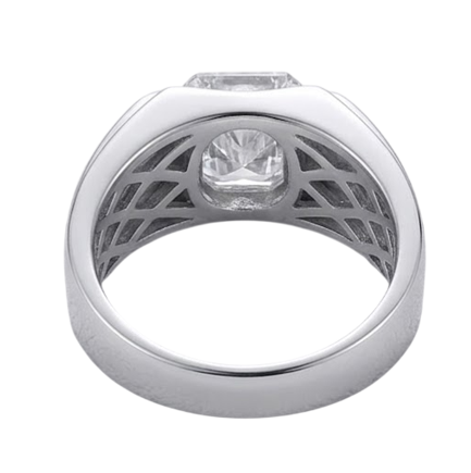 Elegant Geometric Solitaire Ring β 925 Sterling Silver with Emerald-Cut Crystal