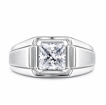 Premium Square-Cut Solitaire Ring – 925 Sterling Silver Statement Ring for Men & Women