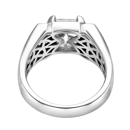Men’s Geometric Square-Cut Stone Ring – 925 Sterling Silver Bold Statement Ring