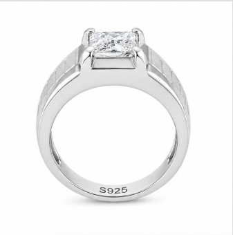 Men’s Princess Cut Solitaire Ring – 925 Sterling Silver Bold Designer Ring