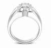 925 Sterling Silver Floral Claw Setting Ring with Round-Cut Stone – Platinum Finish Statement Ring for Men