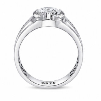 Men’s Greek Pattern Square Zircon Ring – 925 Sterling Silver Designer Statement Ring