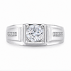 Men’s Classic Solitaire Ring – 925 Sterling Silver with Side Stone Detailing