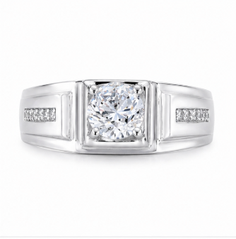 Men’s Classic Solitaire Ring – 925 Sterling Silver with Side Stone Detailing