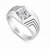 Men’s Classic Solitaire Ring – 925 Sterling Silver with Square Setting | Sleek Line Design & Platinum Finish