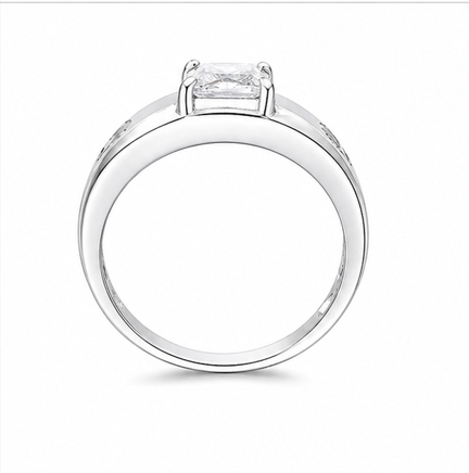 Luxury Crown Design Square-Cut Stone Ring – 925 Sterling Silver Statement Ring for Men