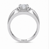 Men’s Hexagon Solitaire Ring – 925 Sterling Silver Textured Designer Band