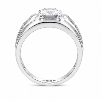 Elegant Square-Cut Designer Ring – 925 Sterling Silver Textured Statement Ring