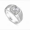 Men’s Cushion-Cut Zircon Ring – 925 Sterling Silver Engraved Designer Statement Ring