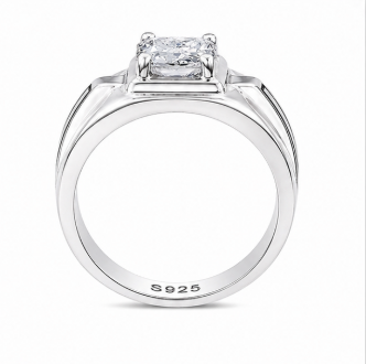 Men’s Classic Square Stone Ring – 925 Sterling Silver Sleek Designer Ring
