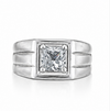 Men’s Princess Cut Solitaire Ring – 925 Sterling Silver Square Setting