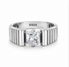 Elegant Geometric Princess-Cut Crystal Ring – 925 Sterling Silver Modern Designer Ring