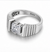 Elegant Geometric Princess-Cut Crystal Ring – 925 Sterling Silver Modern Designer Ring