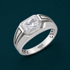 Men’s Princess Cut Solitaire Ring – 925 Sterling Silver Black Accent Designer Ring