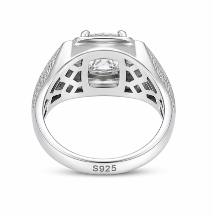Luxury Square Solitaire Ring β 925 Sterling Silver Textured Designer Statement Ring