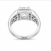 Men’s Checkered Texture Square Stone Ring – 925 Sterling Silver Statement Ring