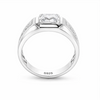 Men’s Emerald-Cut Solitaire Ring – 925 Sterling Silver with Engraved Designer Ring