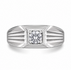 Men’s Square Zircon Signet Ring – 925 Sterling Silver Textured Designer Ring