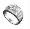 Men’s Square Zircon Signet Ring – 925 Sterling Silver Textured Designer Ring