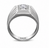 Men’s Square Zircon Signet Ring – 925 Sterling Silver Textured Designer Ring